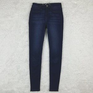 Kancan Womens Jeans Skinny Blue Denim Dark Wash‎ Whiskering Mid Rise Stretch 24